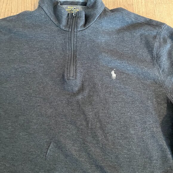 POLO RALPH LAUREN GREY 1/4 ZIP SWEATER PULLOVER XXL TOP SWEATSHIRT - Picture 2 of 7